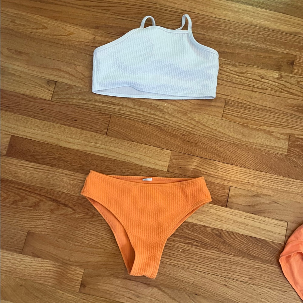 Girls Ribbed Bikini Set Wireless Too & Orange Bikini Bottom 2 Piece Swimsuit
